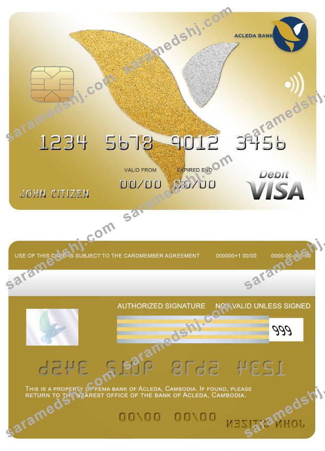 Cambodia Acleda bank visa card